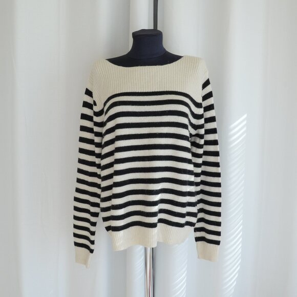Set Breton Stripe Cashmere Blend Sweater Sz 10 - Picture 2 of 7